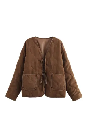 ' Daisha ' Quilted Sherpa Drawstring Pocket Coat