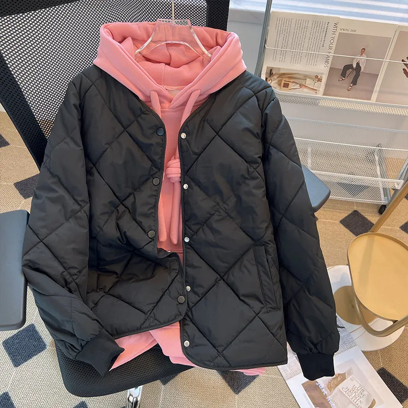 2023 early spring new diamond collarless small fragrance light short cotton clothes women's winter cotton clothes jacket