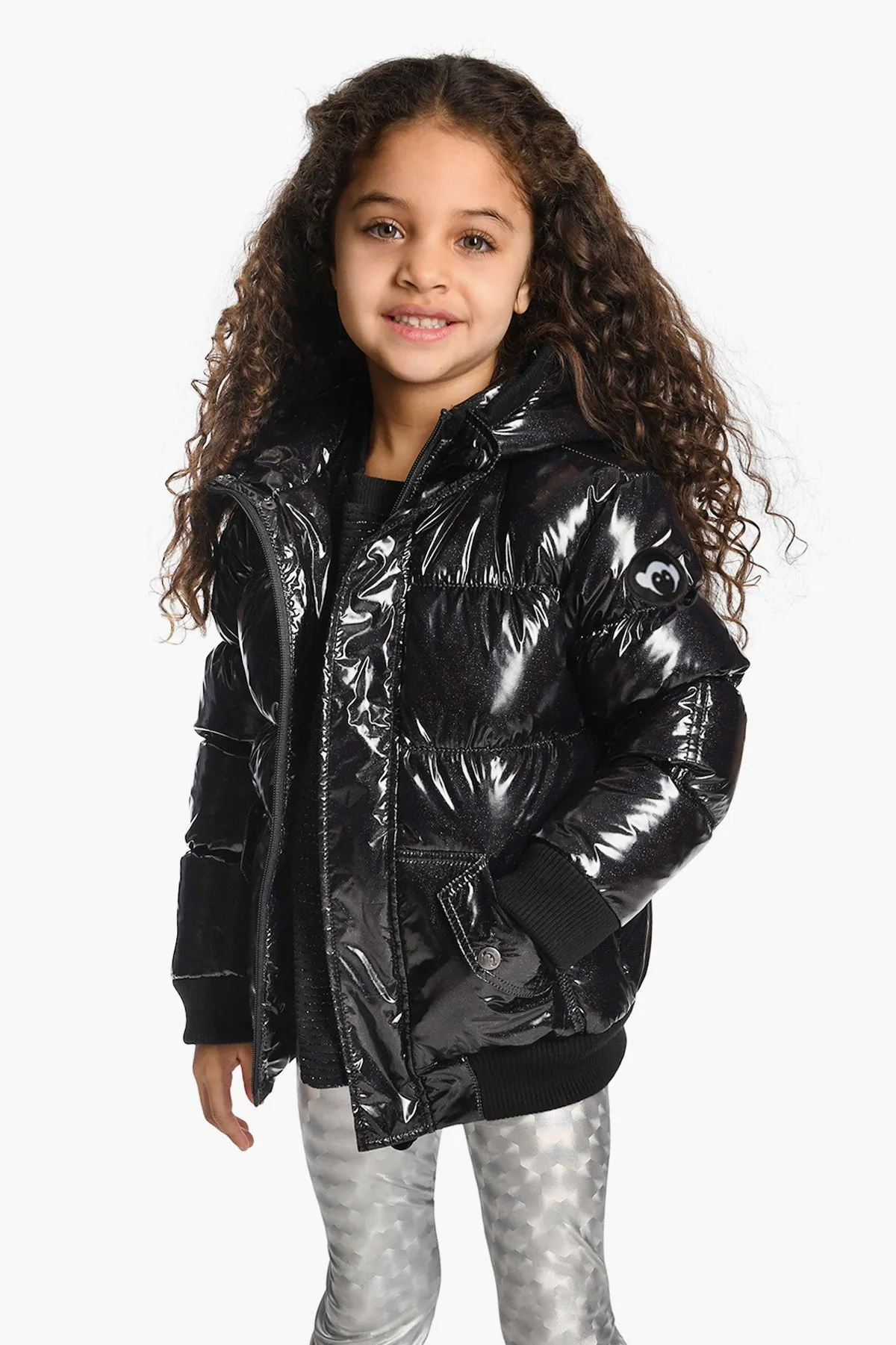 Appaman Black Glitter Puffy Baby Girls Coat (Size 6/12M left)