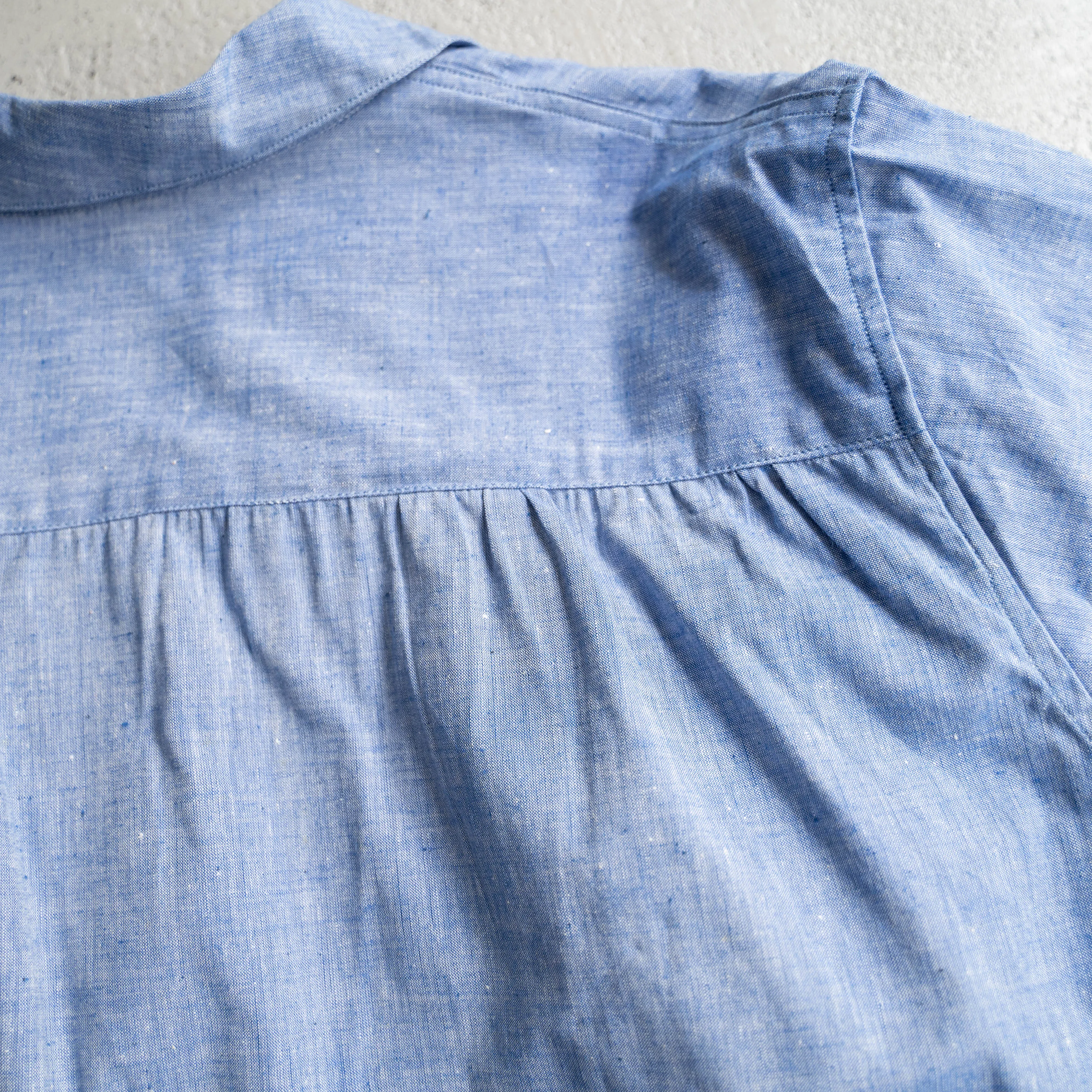 around 1950s French military blue chambray hospital coat -linen mix- 'dead stock'