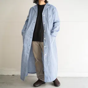 around 1950s French military blue chambray hospital coat -linen mix- 'dead stock'