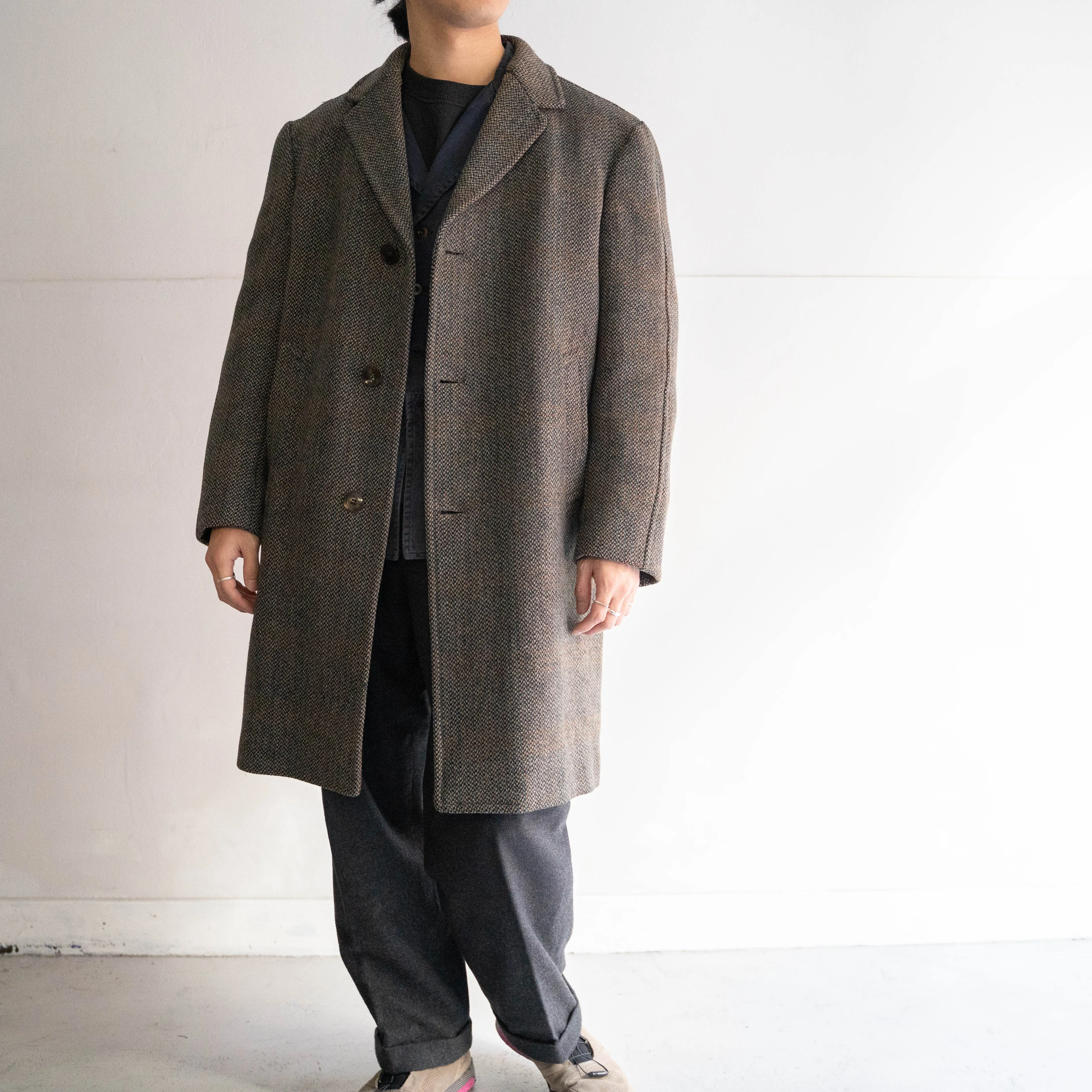 around 1970s Europe tweed coat 'discreet checked pattern'