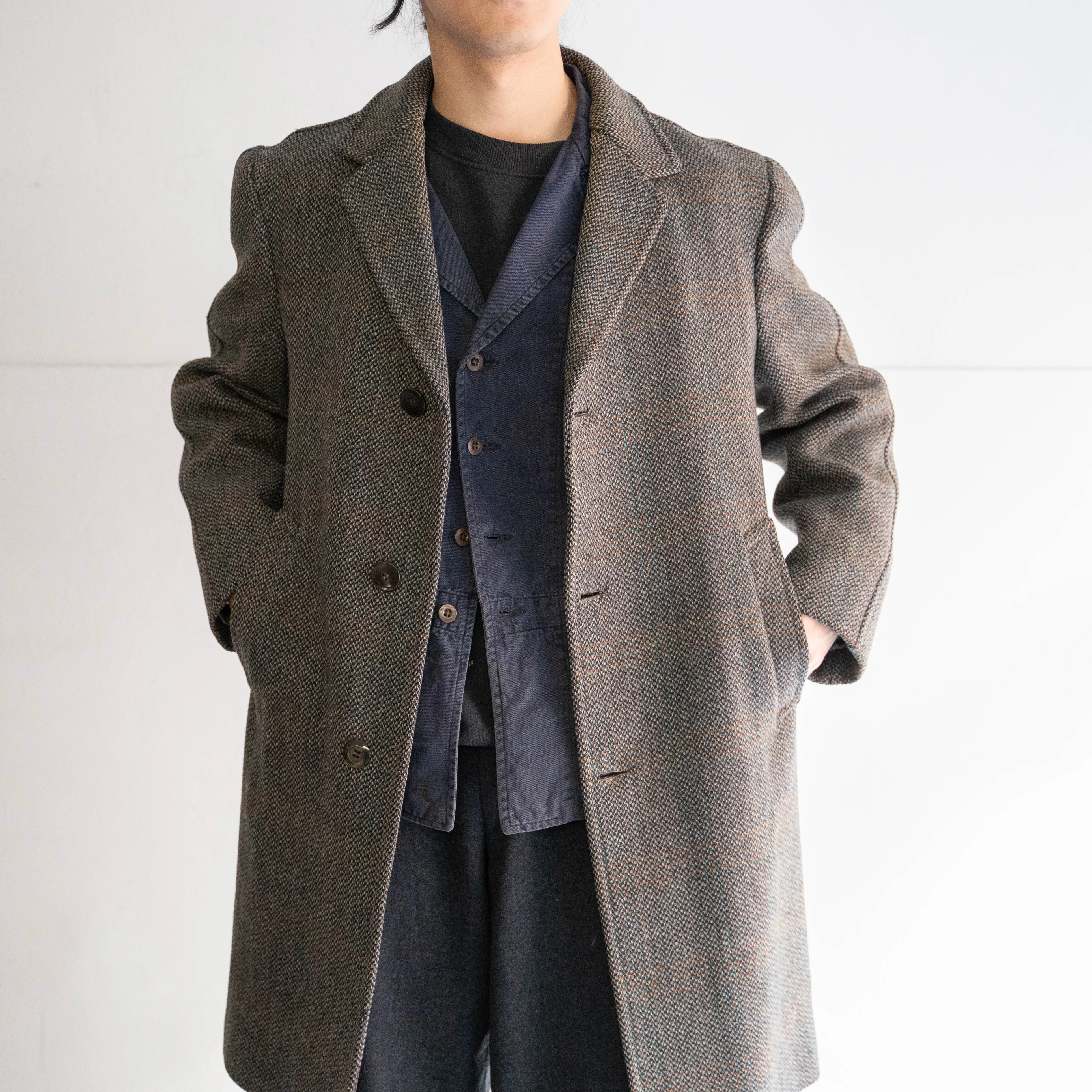 around 1970s Europe tweed coat 'discreet checked pattern'