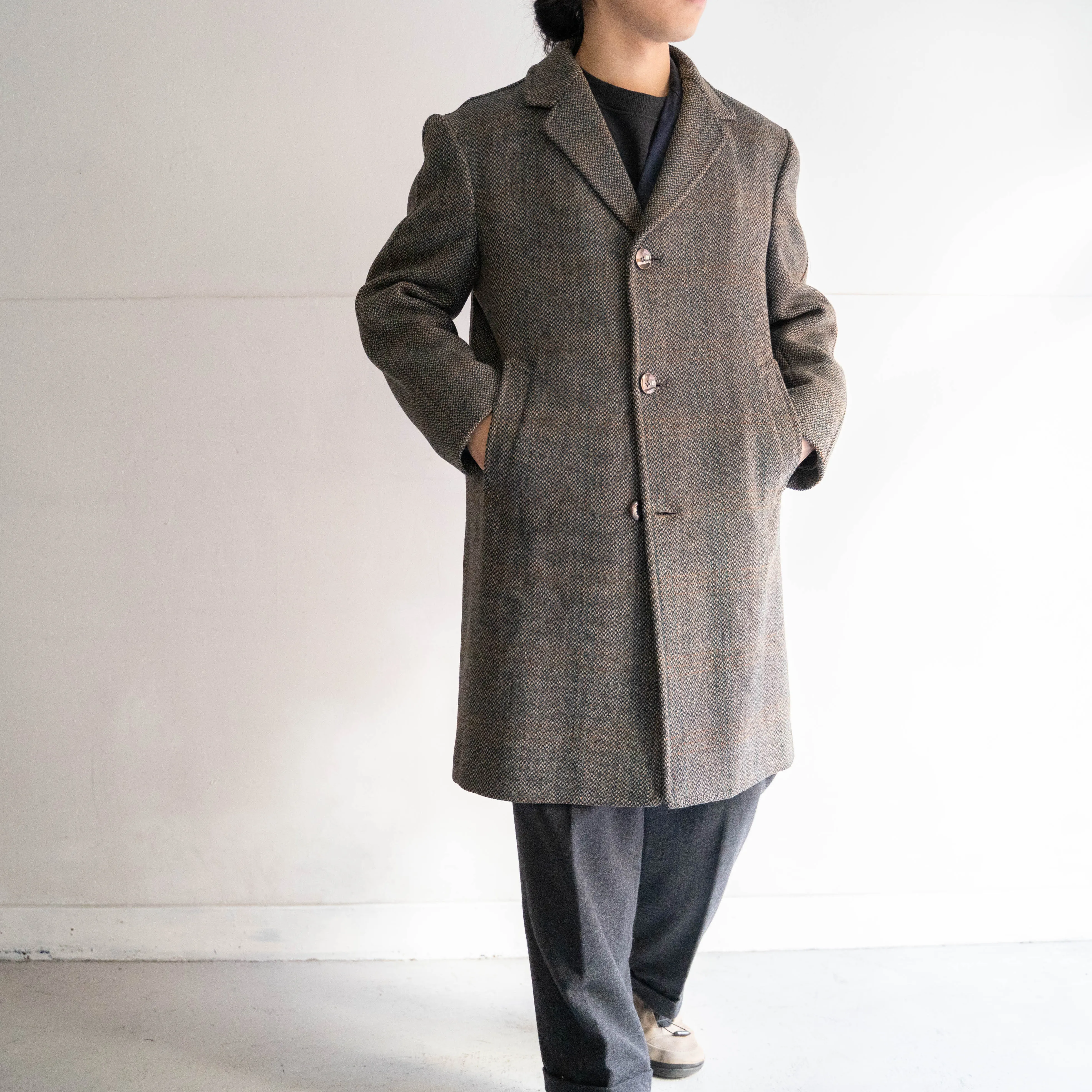 around 1970s Europe tweed coat 'discreet checked pattern'