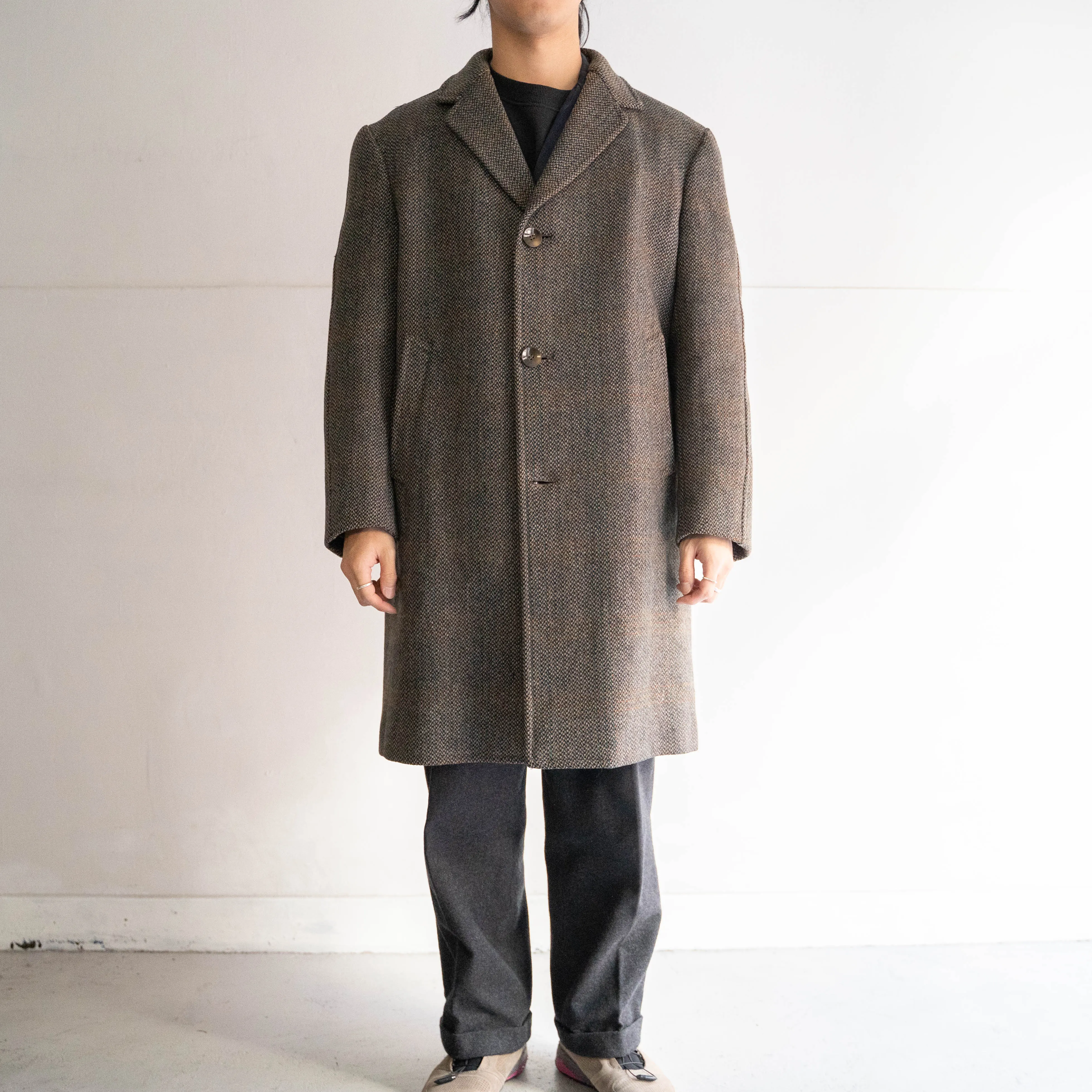 around 1970s Europe tweed coat 'discreet checked pattern'