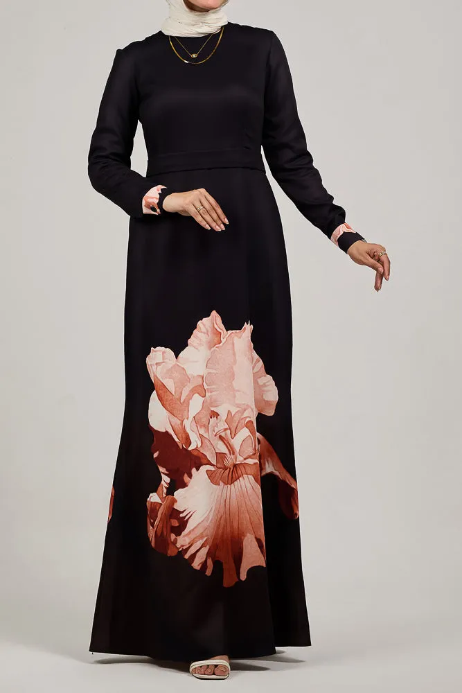 Aura Elegance Floral Maxi Dress with Petal Accents