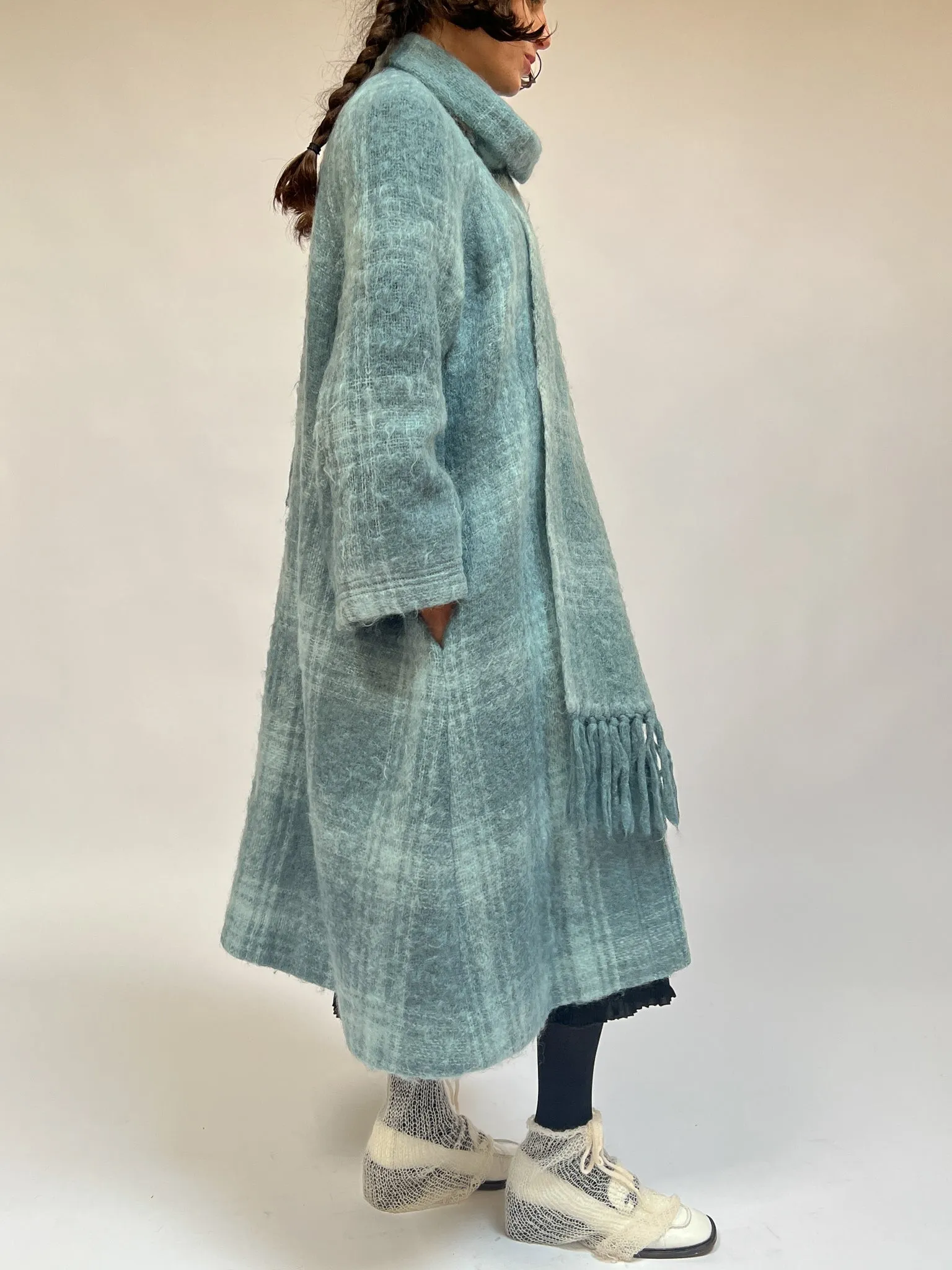 Azure Mohair Woven Coat (L)