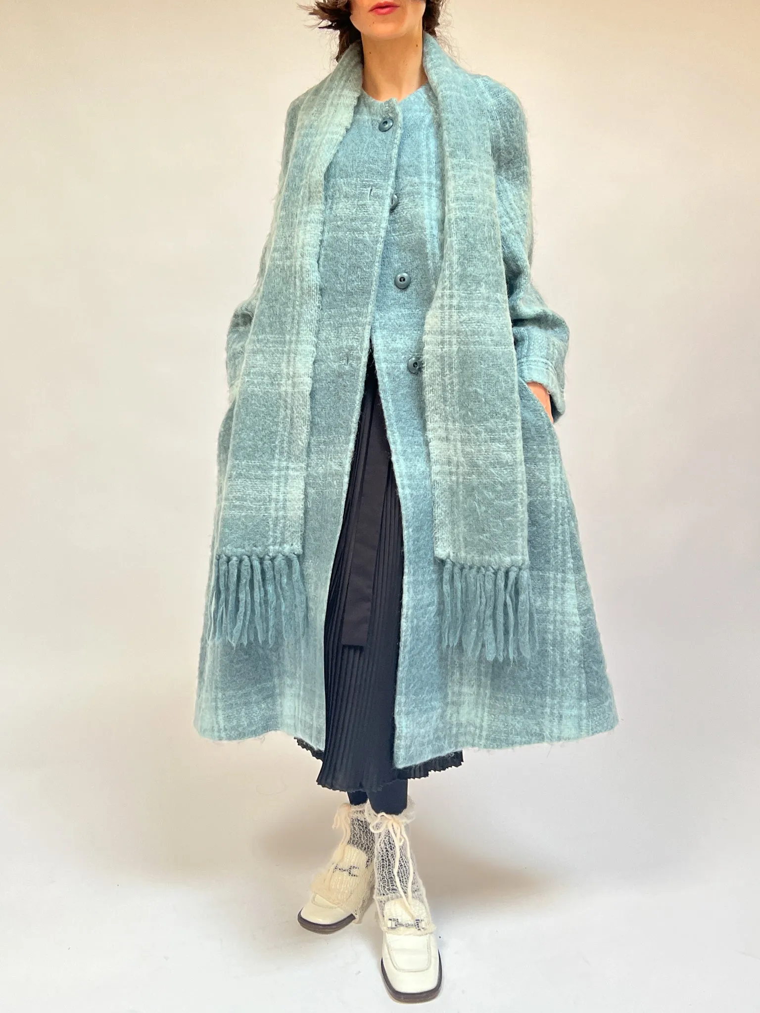 Azure Mohair Woven Coat (L)