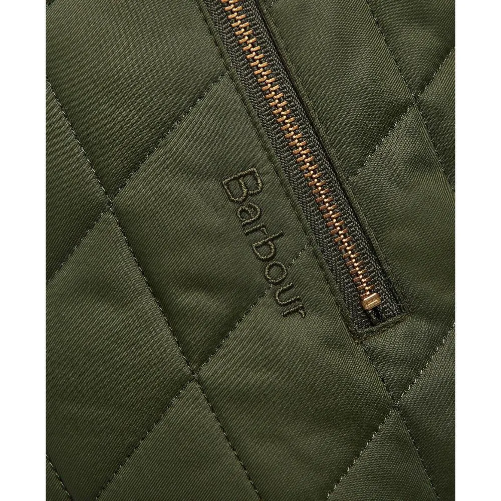 Barbour Broxfield Ladies Quilted Jacket - Olive/Olive Pink Tartan