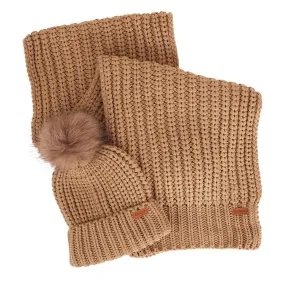 Barbour Womens Saltburn Beanie & Scarf Gift Set Mink