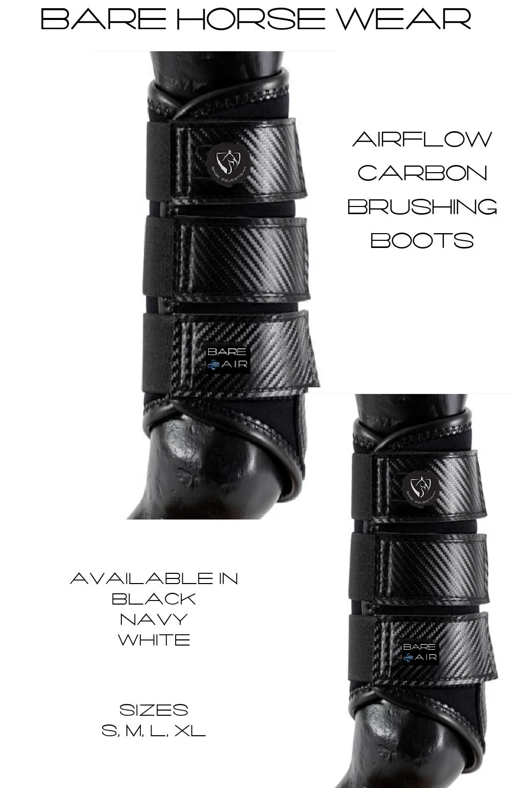 BARE Horse Wear - AIRFLOW Carbon Brushing Boots - Black