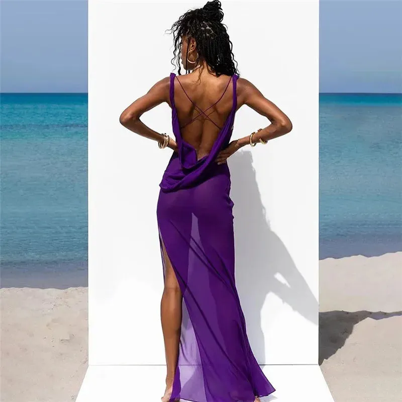 Beachwear Mesh Maxi Dress for Holidays