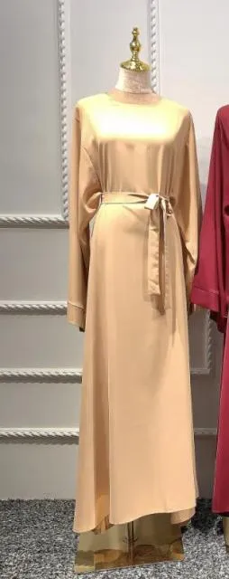 Belted Waist Loose Abaya Dress