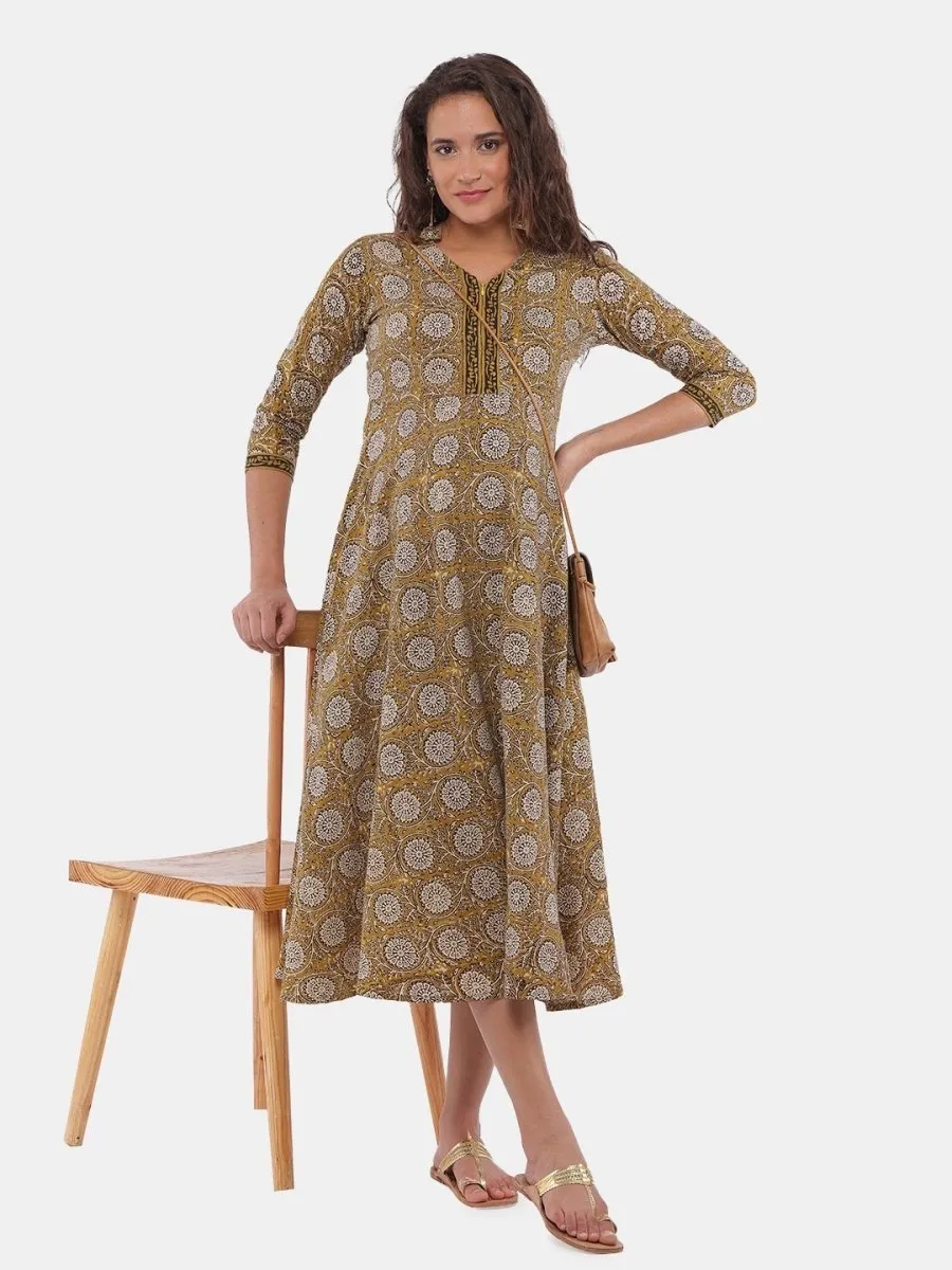 Bhumi Floral Print Maternity and Nursing Kurti Dress