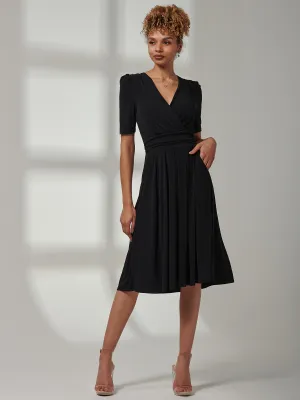 Bianca Half Sleeve Jersey Midi Dress, Black