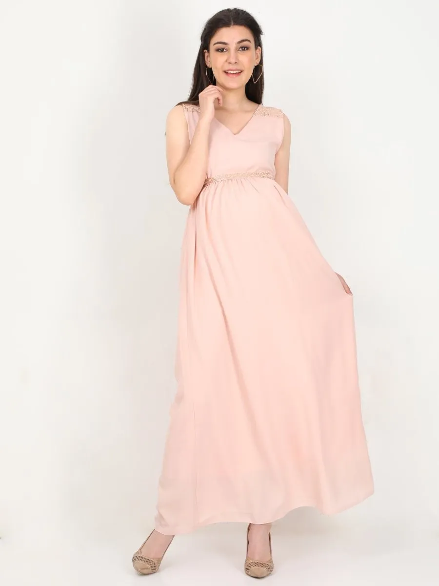 Blush Peach with Sequins Maternity Dress