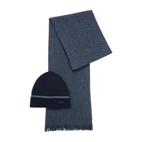 BOSS Navy Scarf & Hat Set