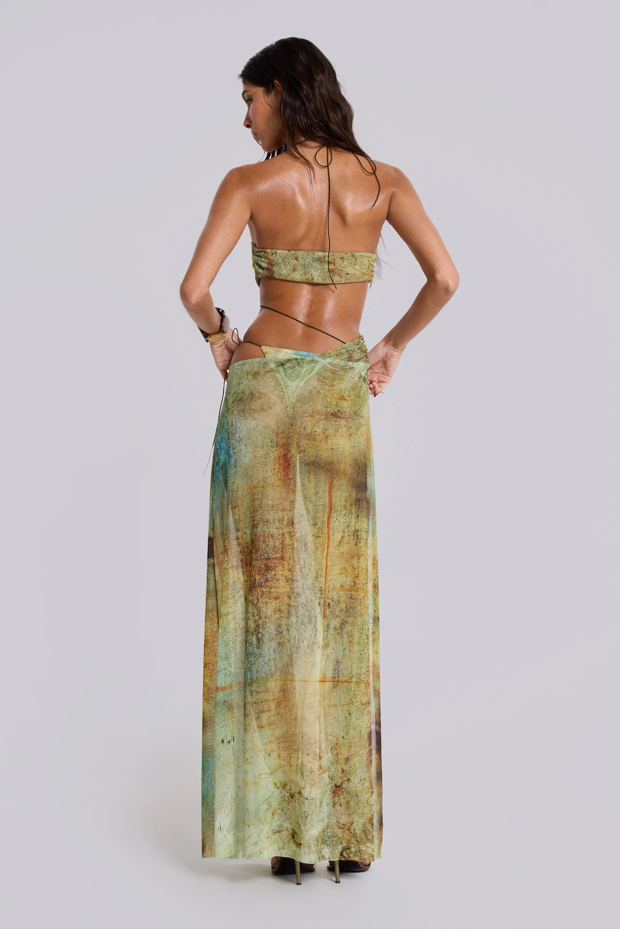 Cantha Asymmetric Cut Out Maxi Dress in Lagoon