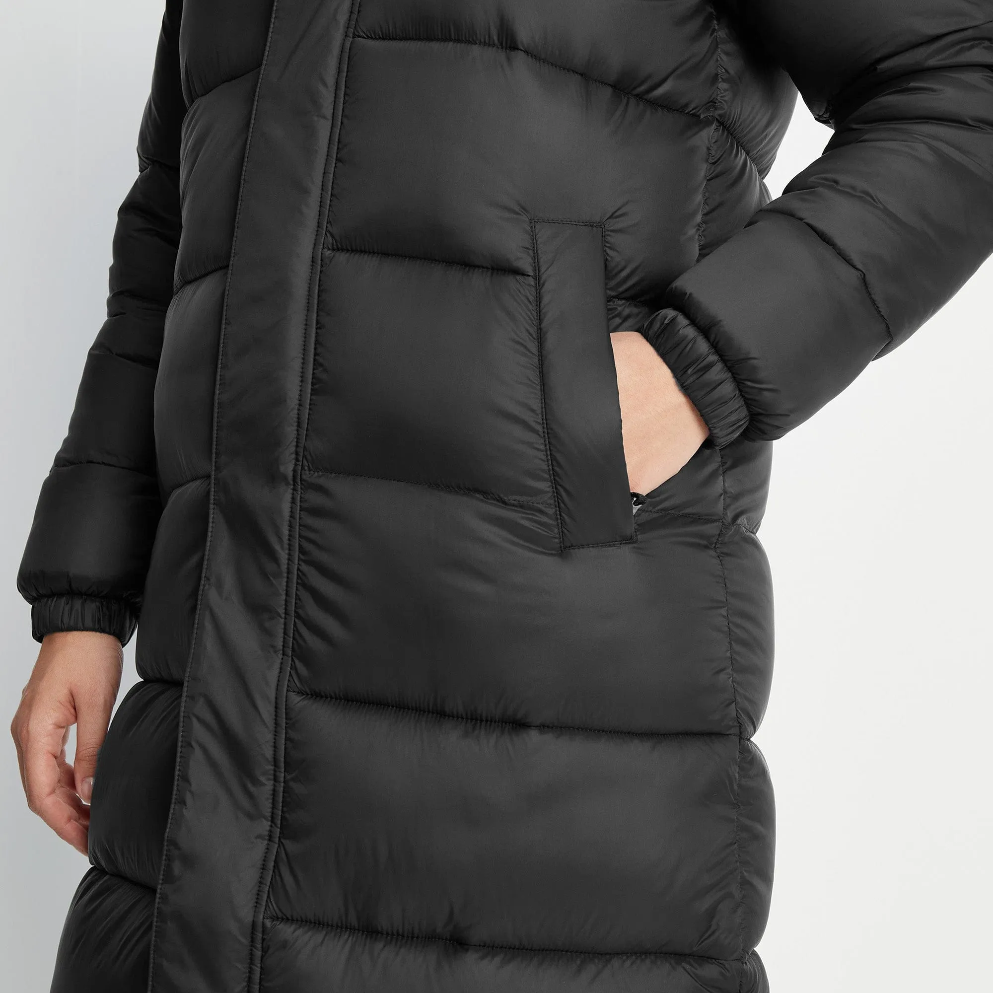 Cautley Womens Long Padded Shower Resistant Jacket - Black