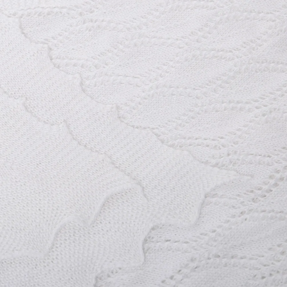 Cotton Lace Knit Scarf - White