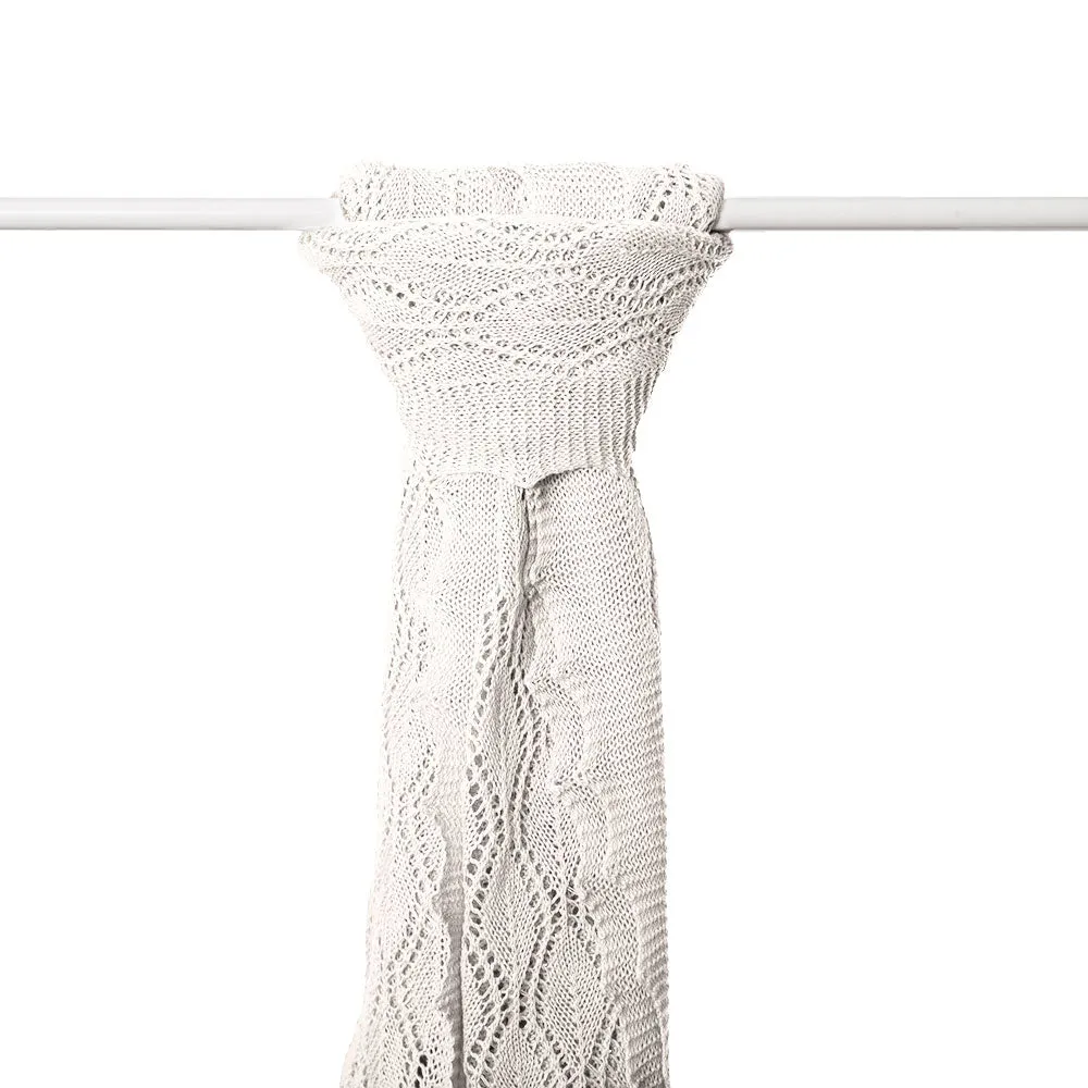 Cotton Lace Knit Scarf - White