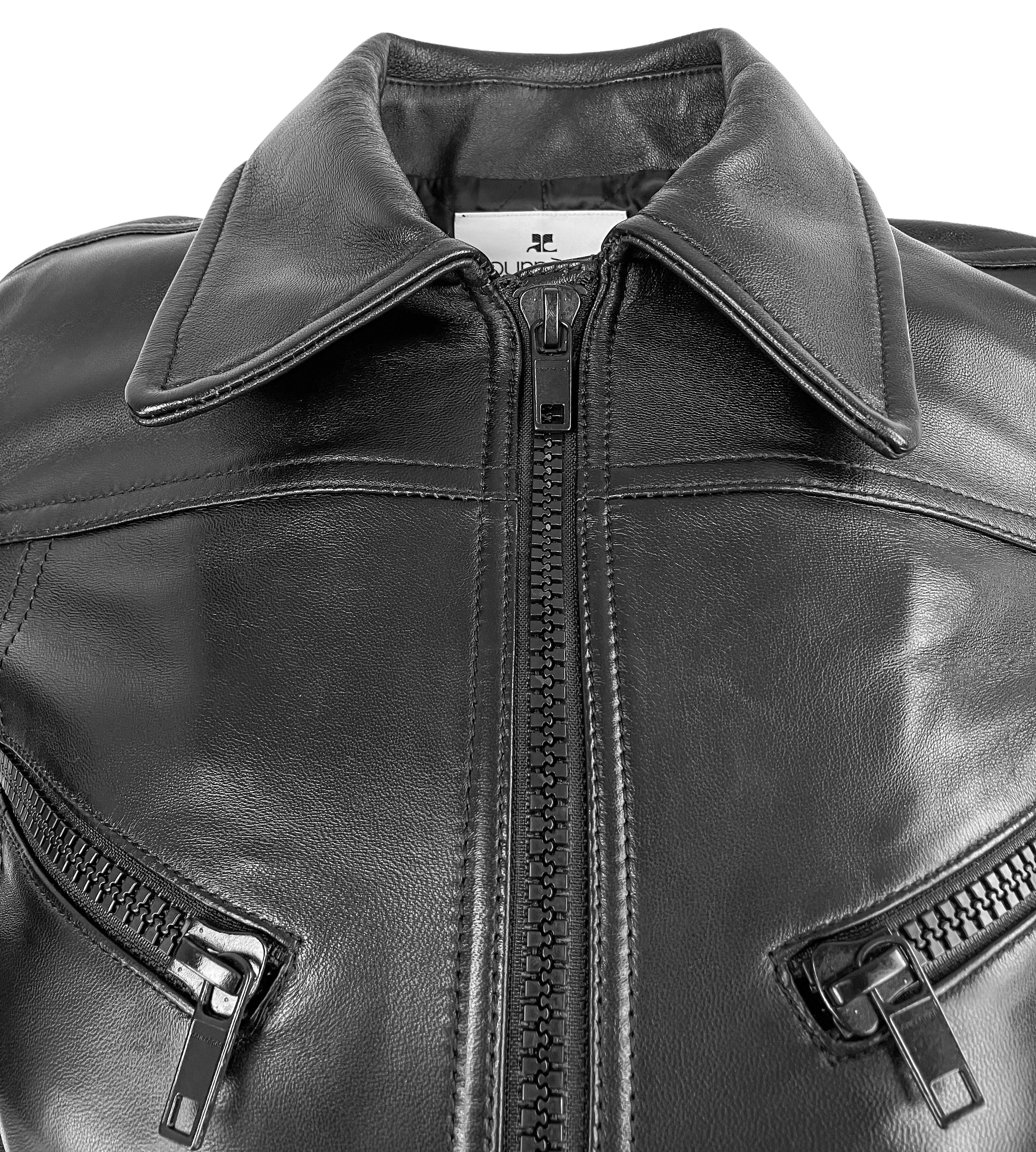 Courrèges Leather Jacket in Black