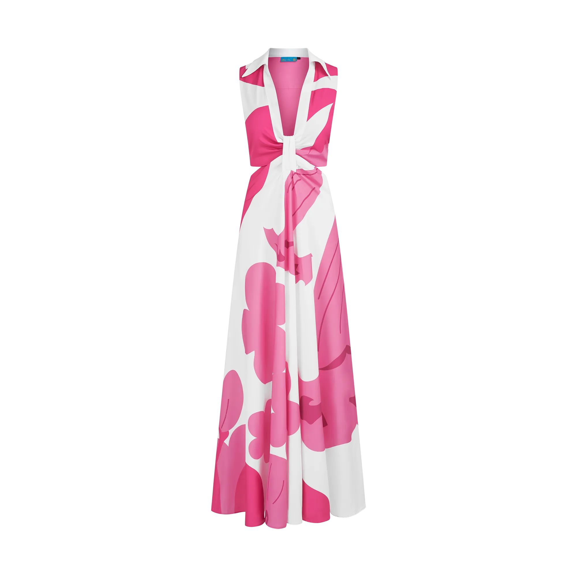 CUTOUT DRESS-WHITE & PINK