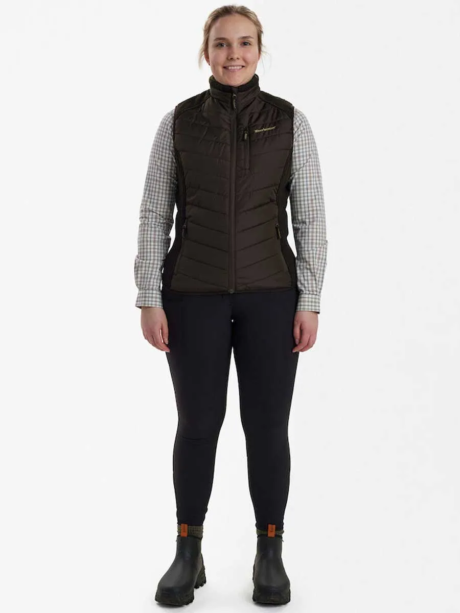 DEERHUNTER Lady Caroline Padded Waistcoat with Knit - Brown Leaf