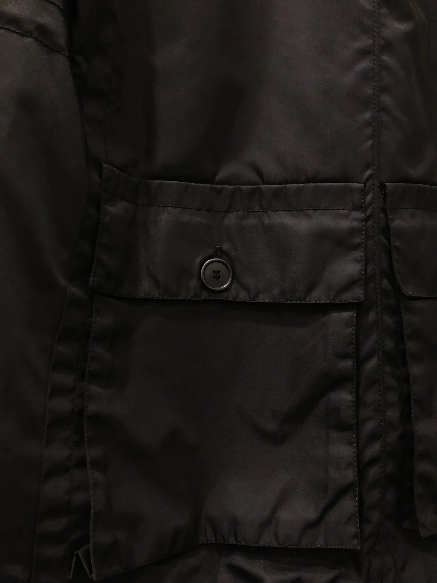 Dirk Bikkembergs 1990s black nylon back cargo pocket coat with removable liner