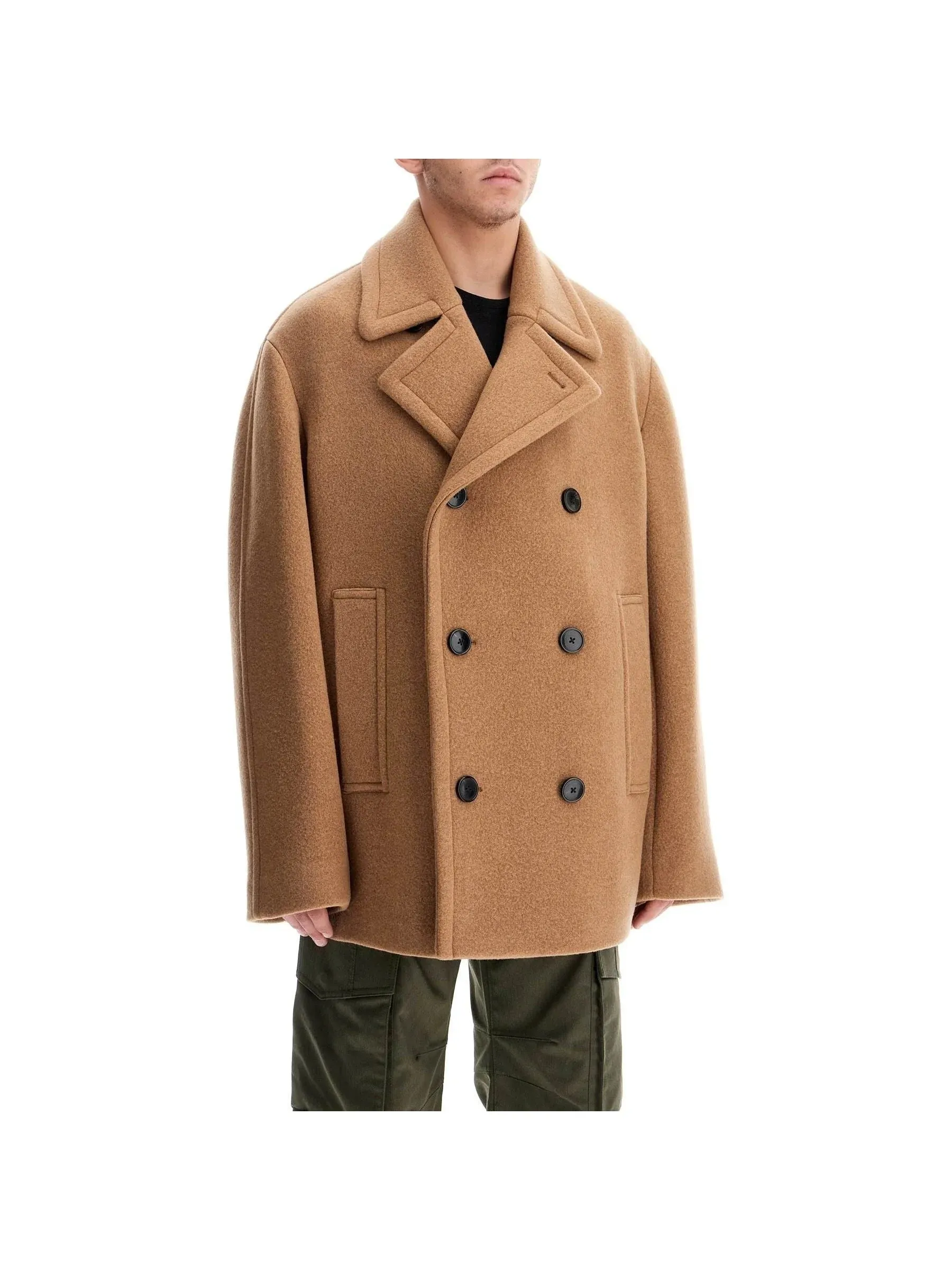 Double-Breasted Wool Outerwear Coat