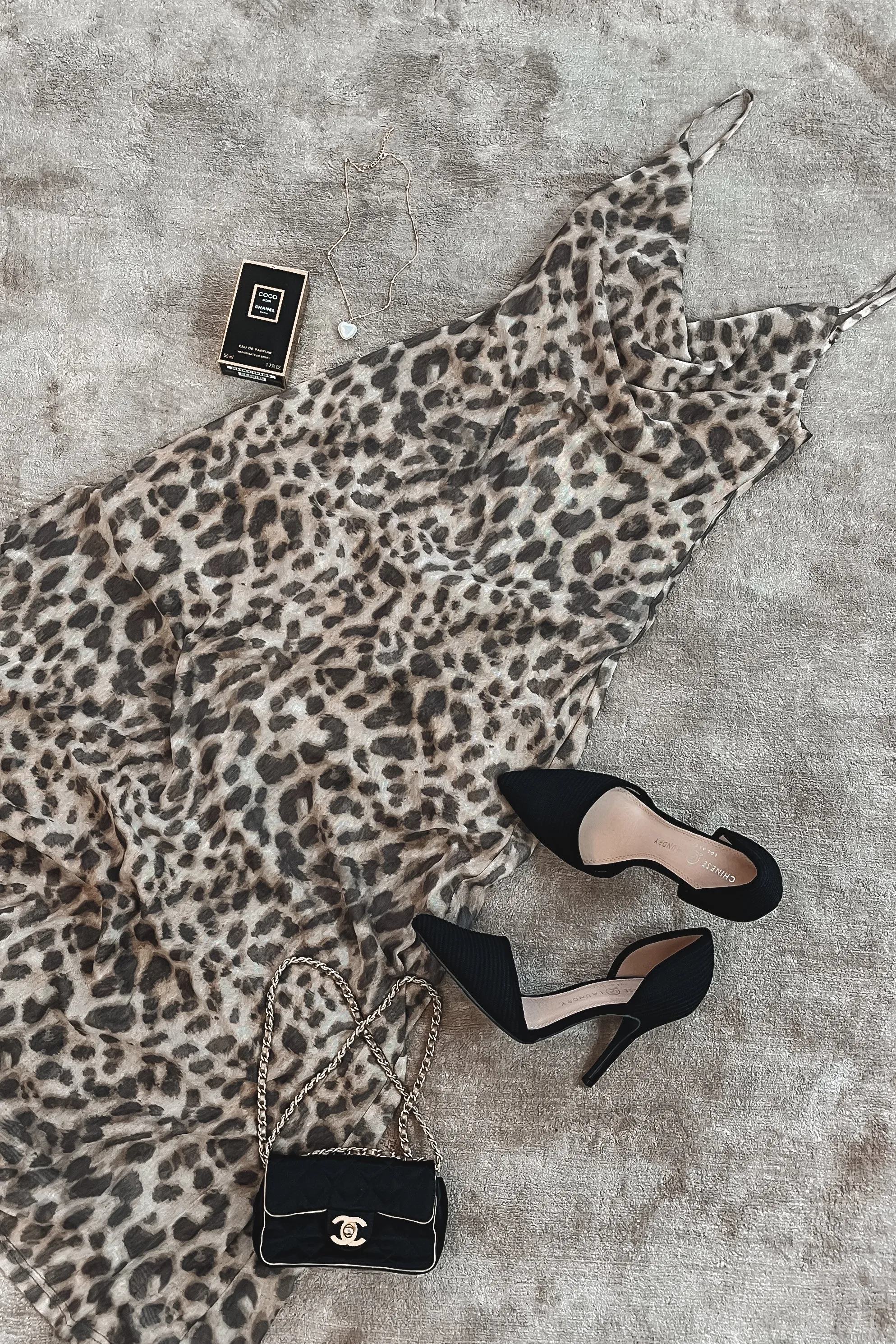 Dressed Up On Trend Leopard Cowl Neck Maxi Dress