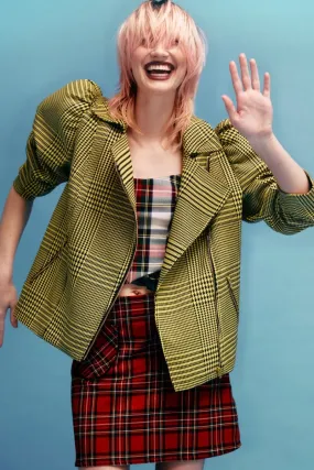 Eliza Faulkner Valentine Moto Coat - Clueless Yellow Plaid (Online Exclusive)