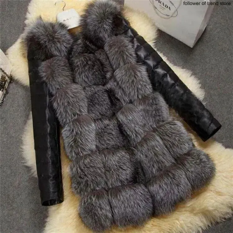 Faux Fur Coat Slim Leather Jacket Women's*