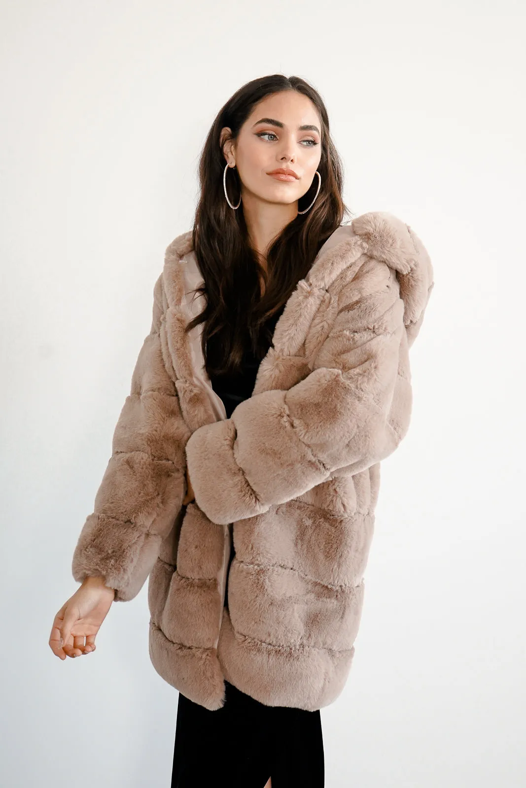 Faux Fur Long Line Coat