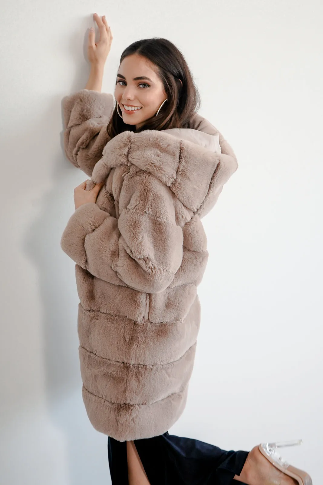 Faux Fur Long Line Coat