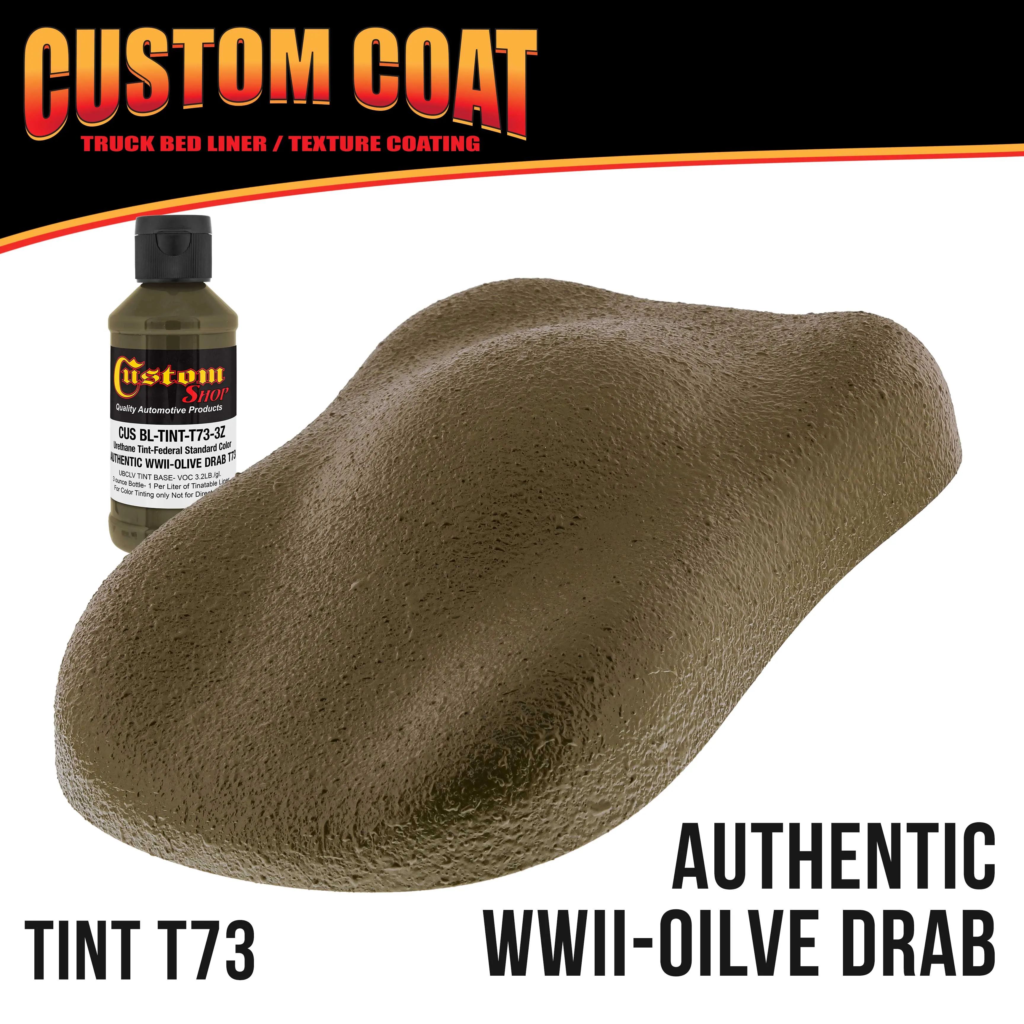 Federal Standard Color # Authentic WWII Olive Drab T73 Urethane Roll-On, Brush-On or Spray-On Truck Bed Liner, 1 Gallon Kit with Roller Applicator Kit