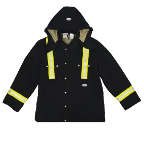 Flame Resistant Black Duck Heavy Coat W/Reflective Stripes - FR3807BK