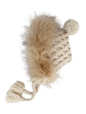 Fur Trimmed Bonnet, Natural