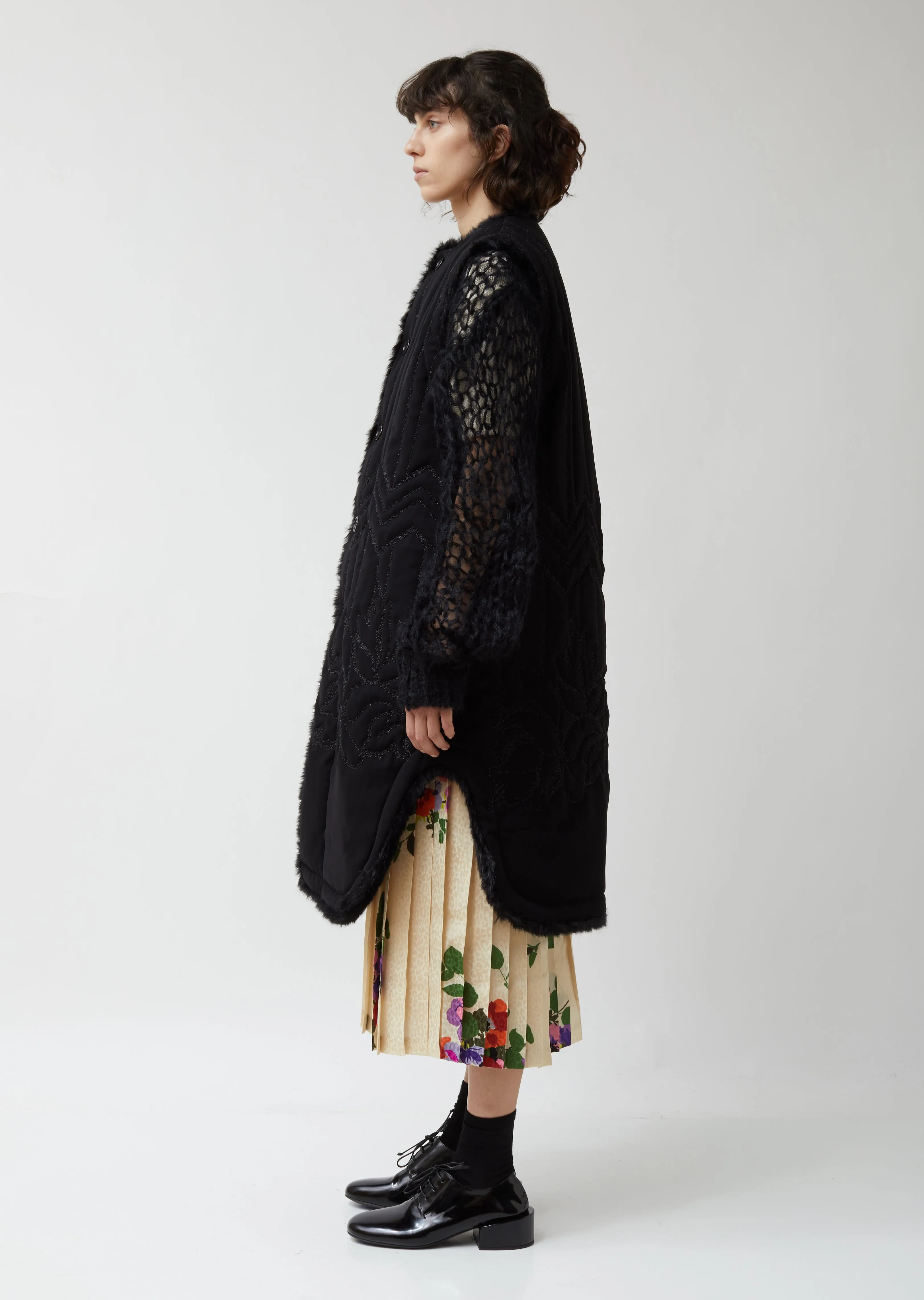 Georgette & Quilt Embroidery Vest Coat