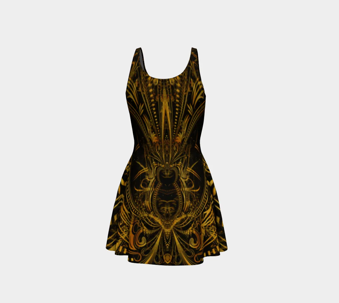 Golden Portal Flare Dress