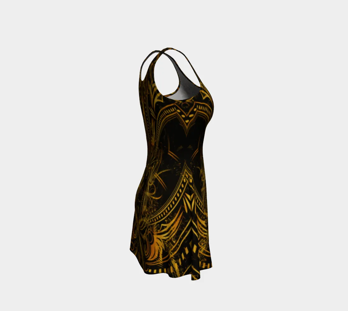 Golden Portal Flare Dress