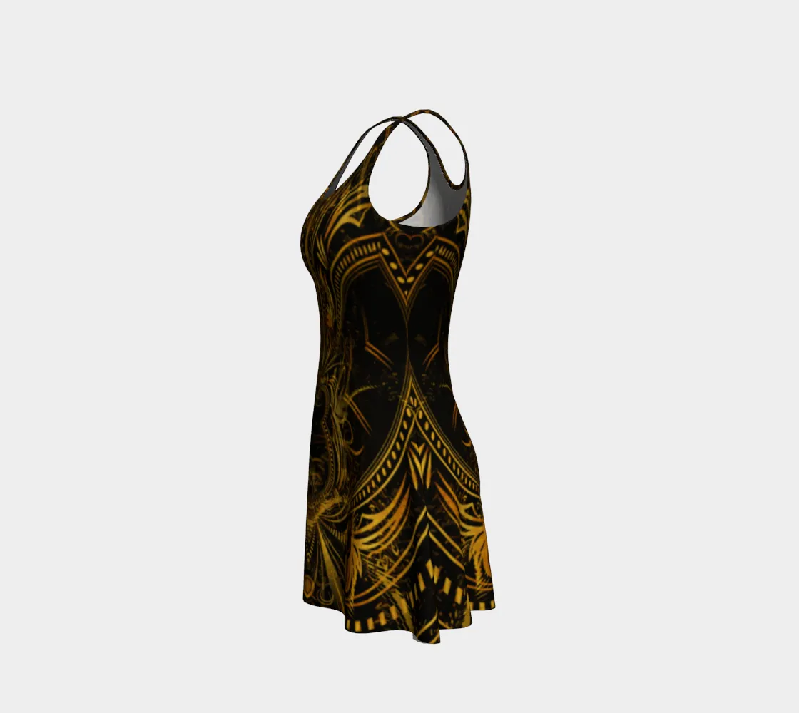 Golden Portal Flare Dress