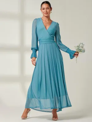 Greta Long Sleeve Mesh Maxi Dress, Teal