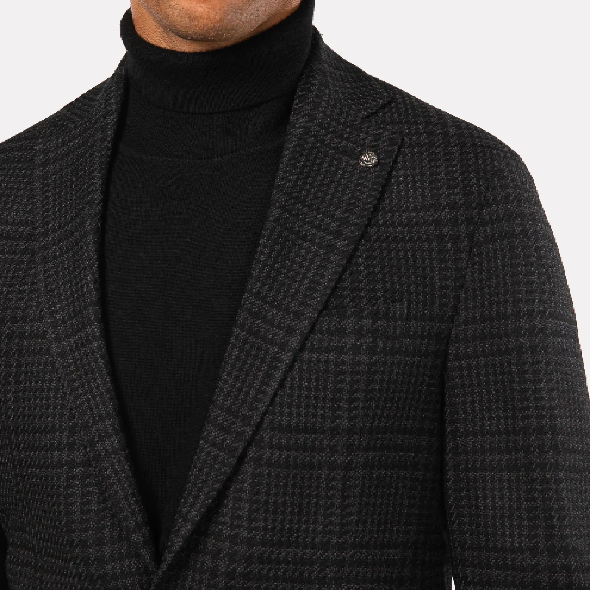 Hampton Contemporary Trim Fit Wool Stretch Jacket / Black Windowpane