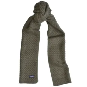 Heavyweight Honeycomb Knit Olive Wool Scarf