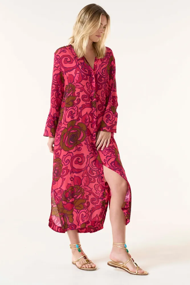 India San Sebastian Hot Coral Viscose Dress