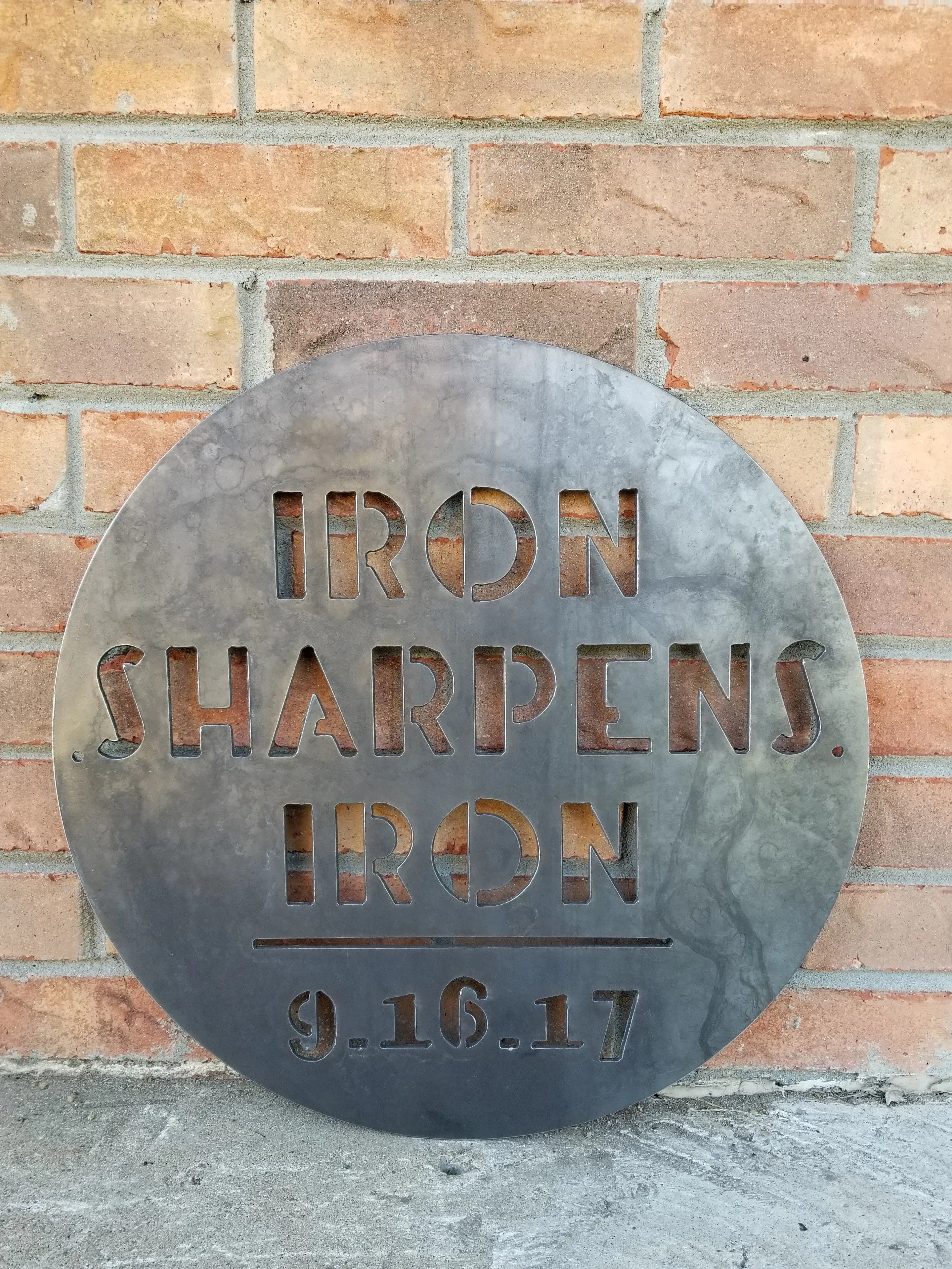 Iron Sharpens Iron - Personalized Date - 27:17 Proverbs - Biblical Metal Quote Sign - Modern - Minimalist - Industrial - Free Shipping