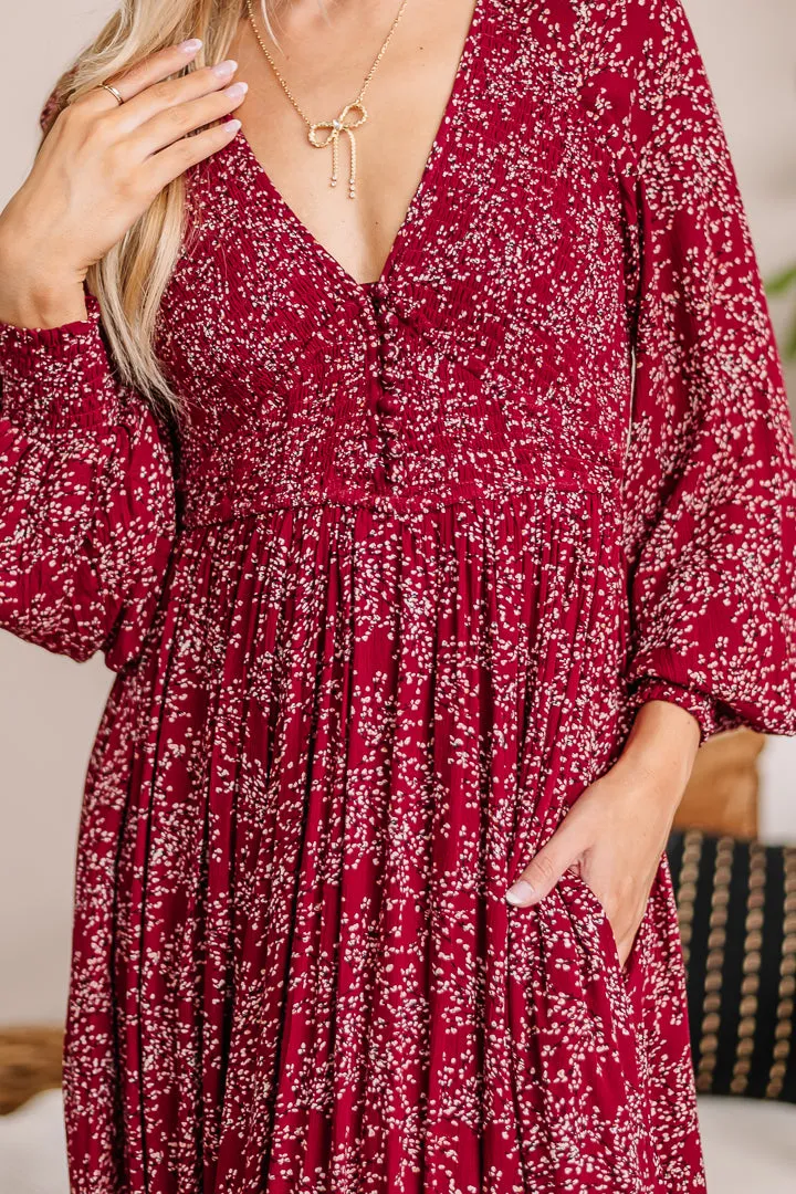 It Comes Down To This Floral Maxi Dress | Maroon