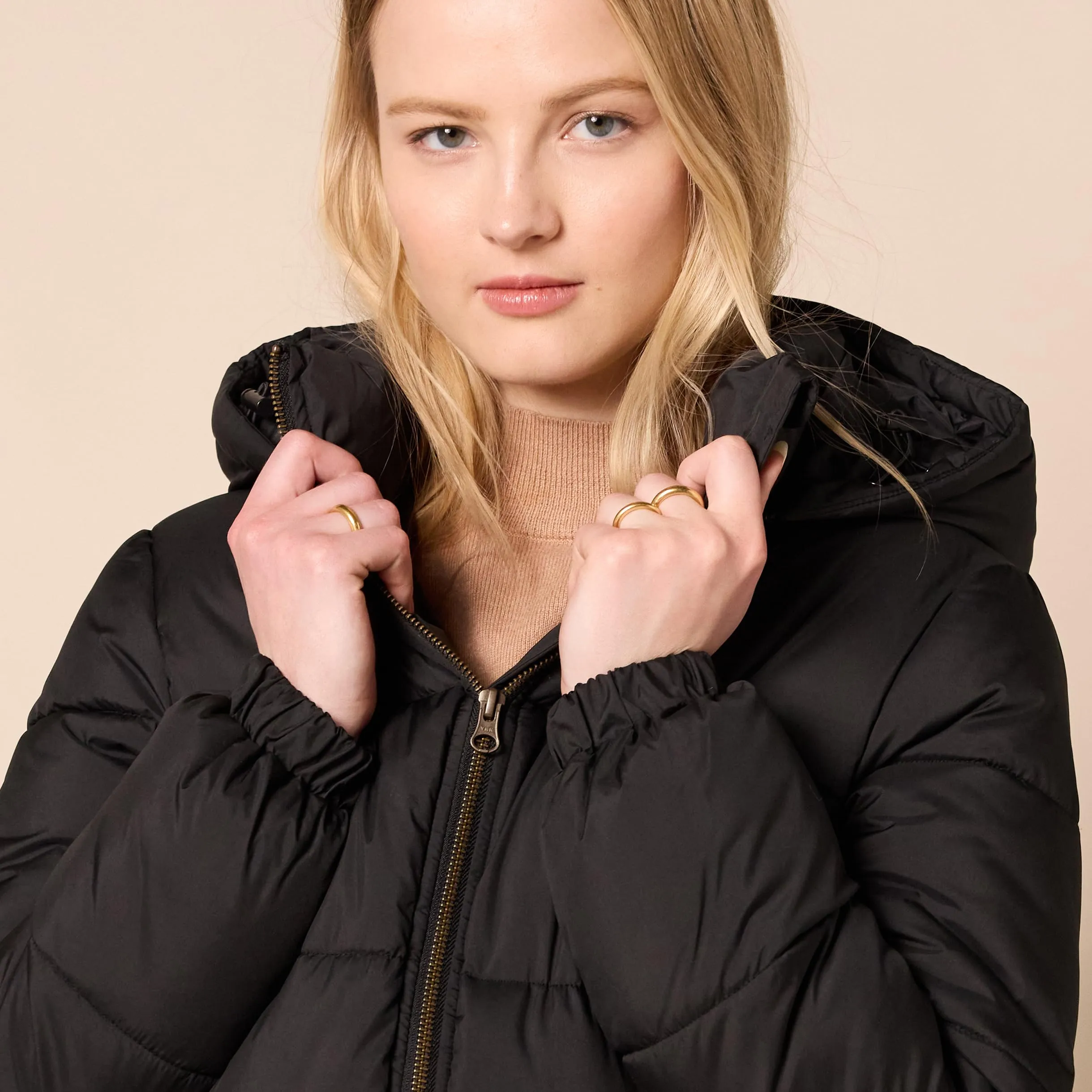 Italian Puffy Jacket with Drawstring Waist