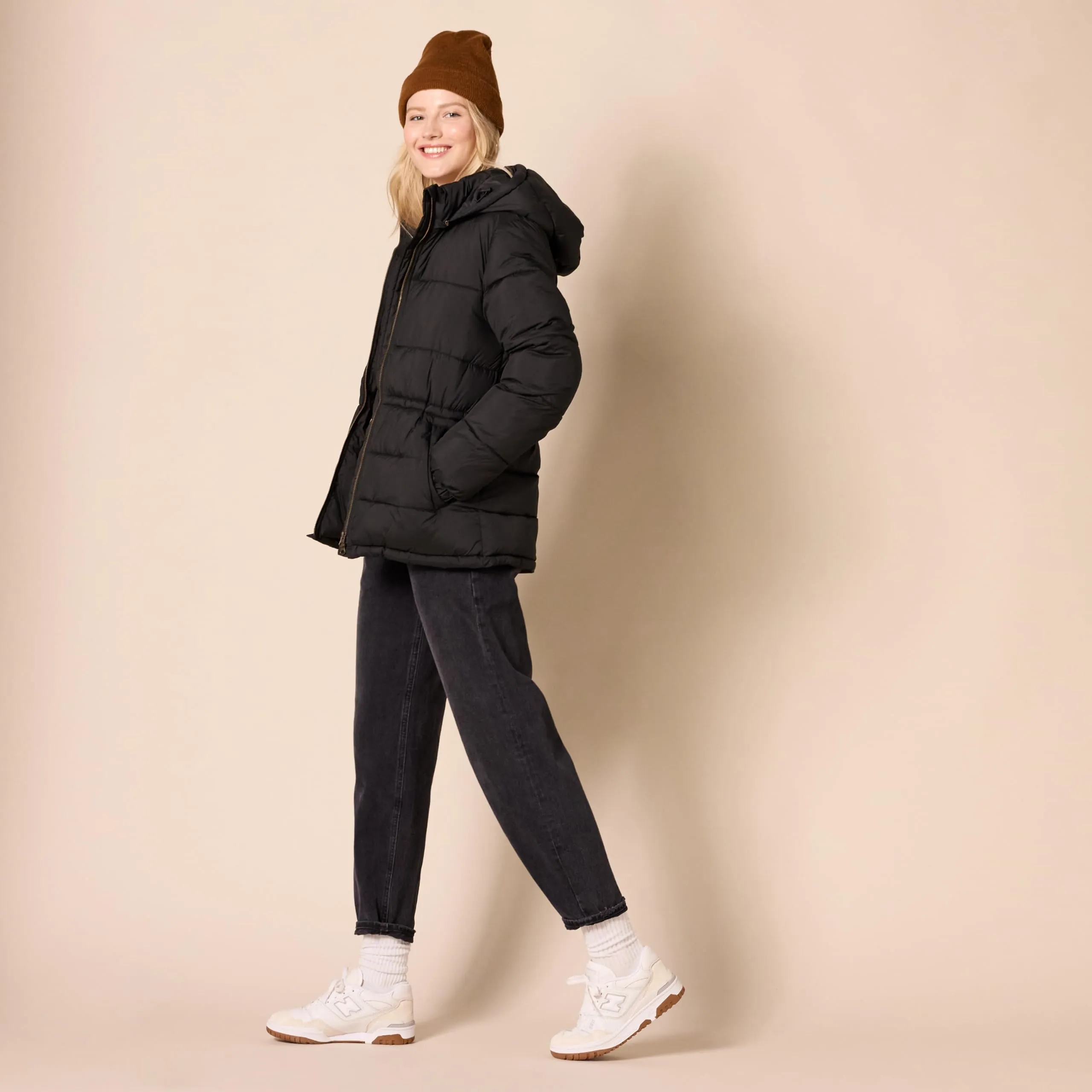 Italian Puffy Jacket with Drawstring Waist